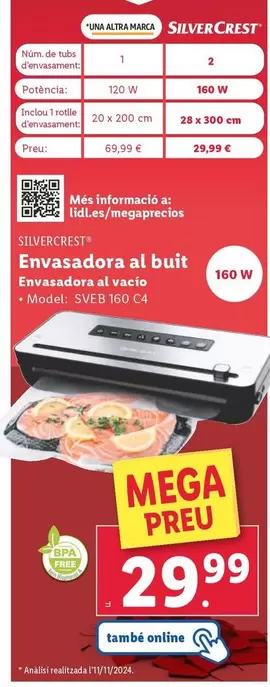 Oferta de SilverCrest - Envasadora Al Vacio por 29,99€ en Lidl