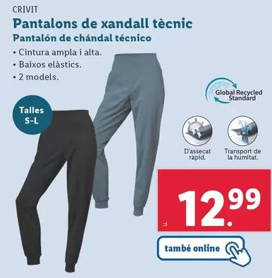 Oferta de Crivit - Pantalón De Chándal Técnico por 12,99€ en Lidl