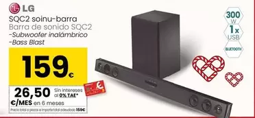 Oferta de LG - Barra De Sonido SQC2 por 159€ en Eroski