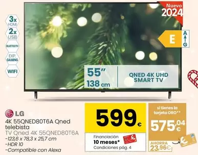 Oferta de LG - Tv Qned 4k 55QNED80T6A por 599€ en Eroski