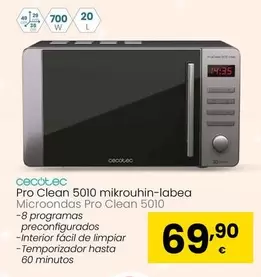 Oferta de Cecotec - Microondas Pro Clean 5010 por 69,9€ en Eroski