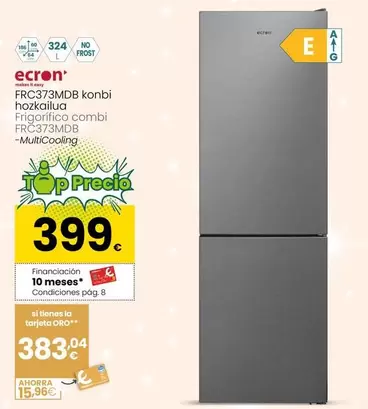 Oferta de Ecron - Frigorifico Combi FRC373MDB por 399€ en Eroski