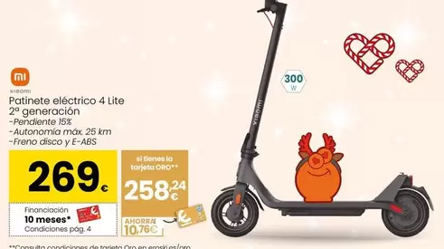 Oferta de Xiaomi - Patinete Eléctrico 4 Lite 2ª Generación por 269€ en Eroski