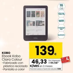 Oferta de Kobo - Ebook Clara Colour por 139€ en Eroski