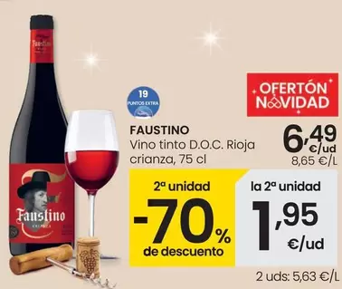 Oferta de Faustino - Vino Tinto D.O.C. Rioja Crianza por 6,49€ en Eroski