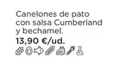 Oferta de Pato - Canelones De  Con Salsa Cumberland Y Bechamel por 13,9€ en El Corte Inglés