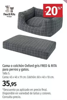 Oferta de Rita - Cama O Colchón Oxford Gris Para Perros Y Gatos por 35,95€ en El Corte Inglés