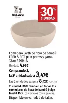 Oferta de Rita - Comedero Earth De Fibra De Bambú Para Perros Y Gatos por 4,95€ en El Corte Inglés