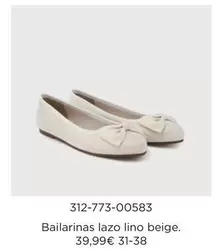 Oferta de Bailarinas Lazo Lino Beige por 39,99€ en El Corte Inglés