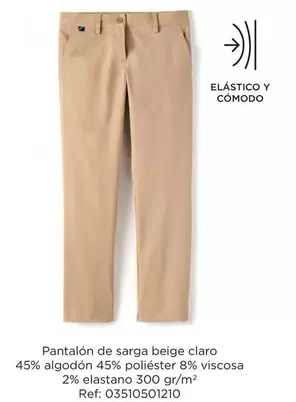 Oferta de Claro - Pantalón De Sarga Beige en El Corte Inglés