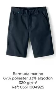 Oferta de Bermuda Marino 67% Poliéster 33% Algodón en El Corte Inglés