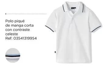 Oferta de Polo - Polo Piqué De Manga Corta Con Contraste Celeste en El Corte Inglés