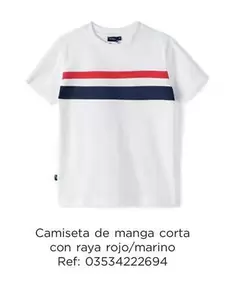 Oferta de Camiseta De Manga Corta Con Raya Rojo en El Corte Inglés