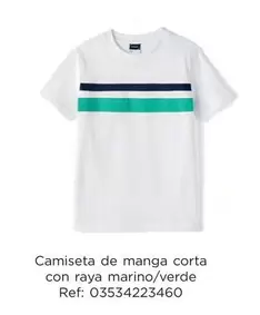 Oferta de Camiseta De Manga Corta Con Raya Marino/verde en El Corte Inglés