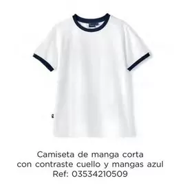 Oferta de Camiseta De Manga Corta Con Contraste Cuello Y Mangas Azul en El Corte Inglés