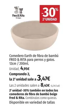 Oferta de Rita - Comedero Earth De Fibra De Bambú Para Perros Y Gatos por 4,95€ en El Corte Inglés