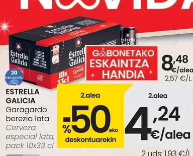 Oferta de Estrella Galicia - Cerveza Especial Lata por 8,48€ en Eroski