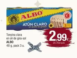 Oferta de Albo - Tonyina Clara En Oli De Gira-sol por 2,99€ en Condis