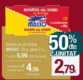 Oferta de Massó - Bonitol En Oli D'oliva por 5,59€ en Condis