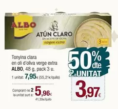 Oferta de Albo - Tonyina Clara En Oli D'oliva Verge Extra por 7,95€ en Condis