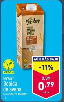 Oferta de Myvay - Bebida De Avena por 0,79€ en ALDI