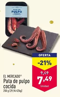 Oferta de El Mercado - Pata De Pulpo Cocida por 7,49€ en ALDI