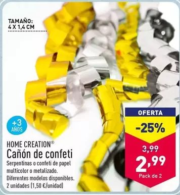 Oferta de Home Creation - Cañón De Confeti por 2,99€ en ALDI