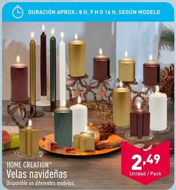 Oferta de Home Creation - Velas Navideñas  por 2,49€ en ALDI