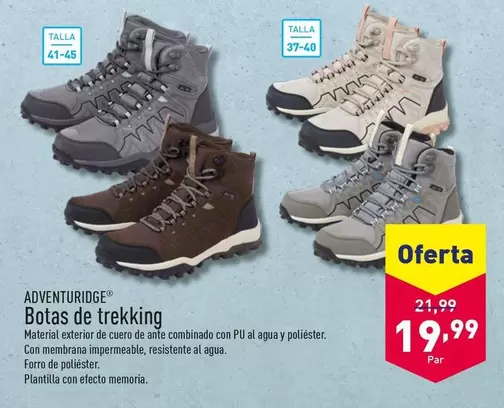 Oferta de Adventuridge - Botas De Trekking por 19,99€ en ALDI