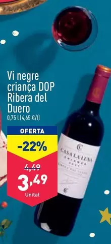 Oferta de Vi Negre Criança DOP Ribera Del Duero por 3,49€ en ALDI