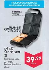 Oferta de Ambiano - Sandvitxera XL por 39,99€ en ALDI