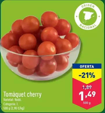 Oferta de Tomaquet Cherry por 1,49€ en ALDI