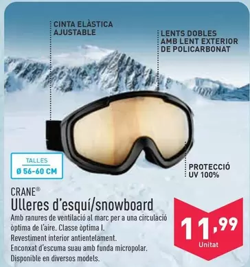 Oferta de Crane Ulleres D'esqui/snowboard por 11,99€ en ALDI