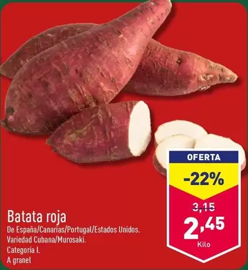 Oferta de Batata Roja por 2,45€ en ALDI