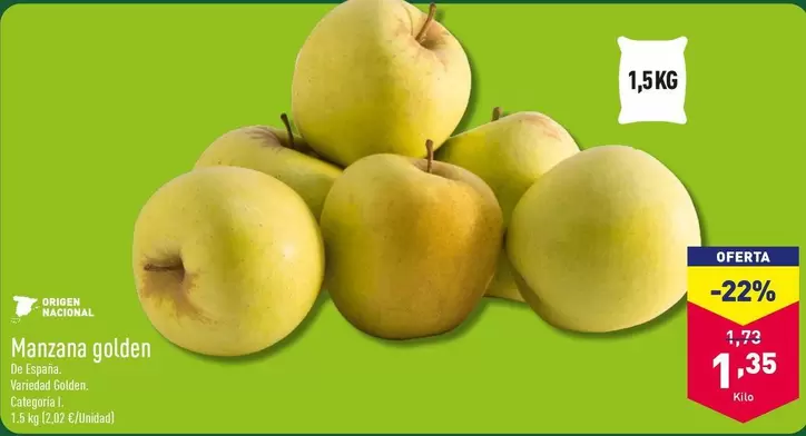 Oferta de Manzana Golden por 1,35€ en ALDI