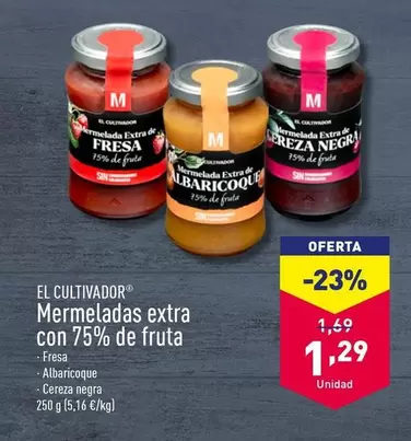 Oferta de El Cultivador - Mermeladas Extra Con 75% De Fruta por 1,29€ en ALDI