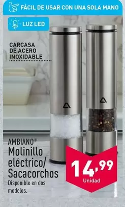 Oferta de Ambiano - Molinillo Eléctrico/Sacacorchos por 14,99€ en ALDI