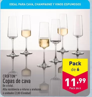 Oferta de Crofton - Copas De Cava por 2€ en ALDI