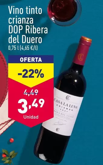 Oferta de Vino Tinto Crianza DOP Ribera Del Duero  por 3,49€ en ALDI