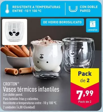 Oferta de Crofton - Vasos Térmicos Infantiles por 4€ en ALDI