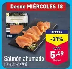 Oferta de Salmón Ahumado por 5,49€ en ALDI