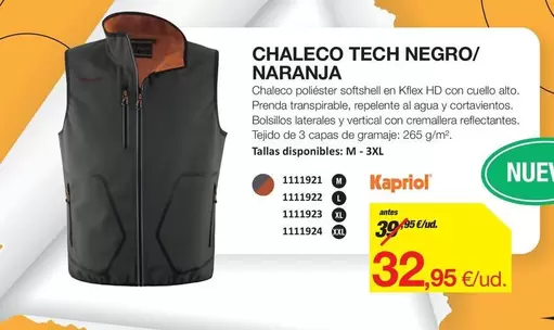 Oferta de Tech - Chaleco  Negro/ Naranja por 32,95€ en Distriplac