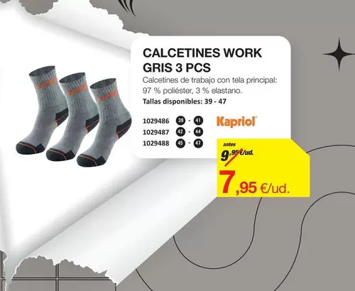 Oferta de Calcetines Work Gris 3 Pcs por 7,95€ en Distriplac