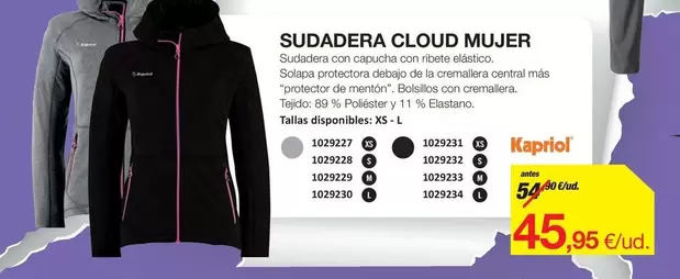 Oferta de Sudadera Cloud Mujer por 45,95€ en Distriplac