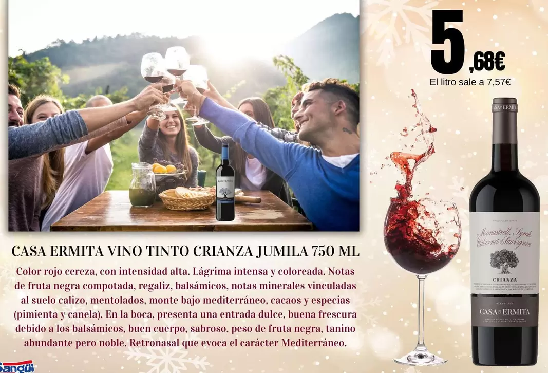 Oferta de Casa De La Ermita - Vino Tinto Crianza Jumila por 5,68€ en Sangüi