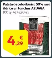 Oferta de Azuaga - Paleta De Cebo Iberica 50% Raza Iberica En Lonchas por 4,29€ en Alcampo