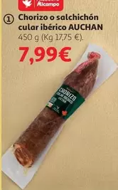 Oferta de Auchan - Chorizo O Salchichon Cular Iberico por 7,99€ en Alcampo