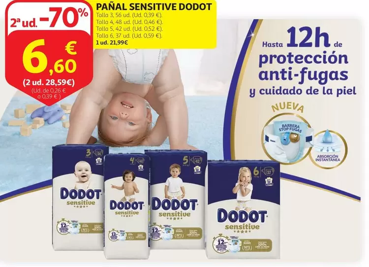 Oferta de Dodot - Panal Sensitive por 21,99€ en Alcampo