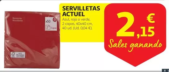 Oferta de Actuel - Servilletas por 2,15€ en Alcampo