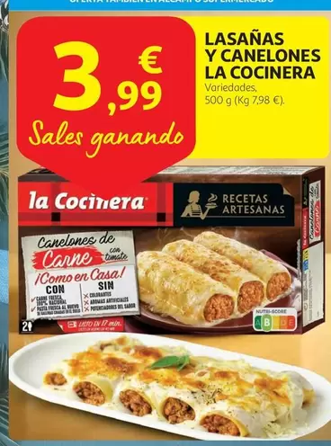 Oferta de La Cocinera - Lasañas Y Canelones por 3,99€ en Alcampo